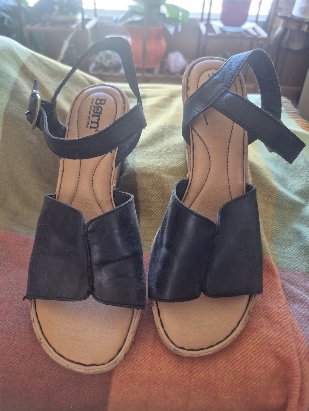 Born Black Leather Slingback Sandals